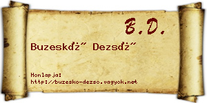 Buzeskó Dezső névjegykártya